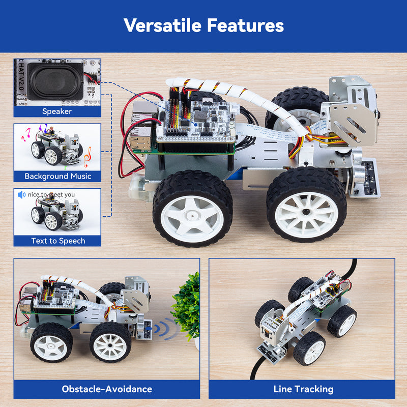 SunFounder Smart Video Robot Car Kit for Raspberry Pi 4/3B+/3B/Zero W (Battery Included) PiCar-X