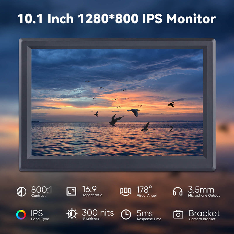 10.1'' Raspberry Pi 4B LCD IPS Display Portable Monitor with High Resolution 1280×800, All-in-One Scheme Design