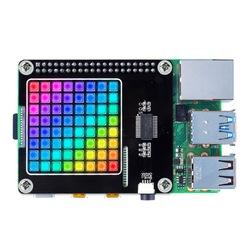 8x8 64 Pixels RGB Dot Matrix LED Panel Individually Addressable for Raspberry Pi I2C Control 24 bit color Programmable