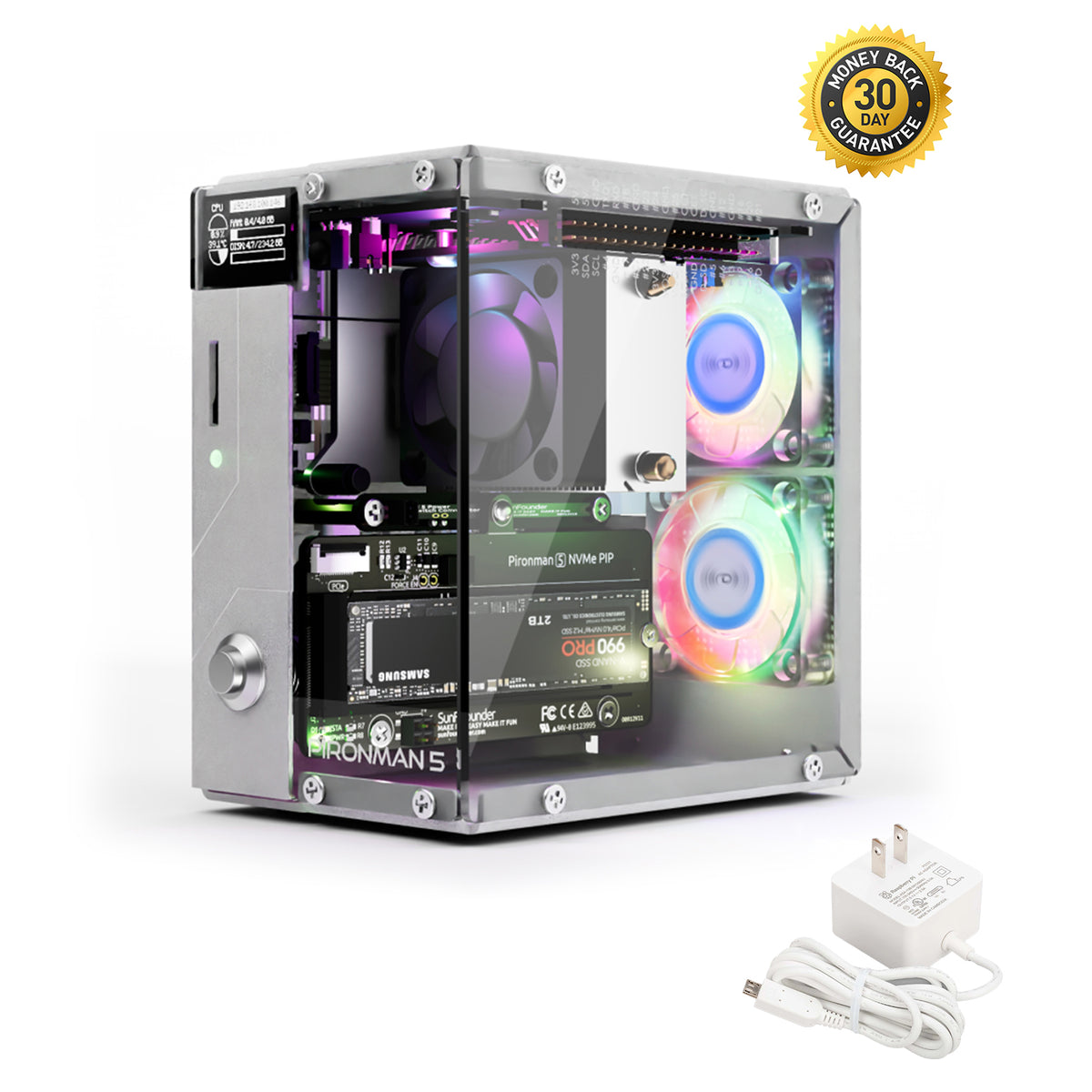 Pironman NVMe SSD PCIe Mini PC Case for