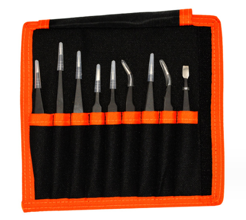 9pcs ESD Tweezers Kit Precision Anti-Static Tweezers Set