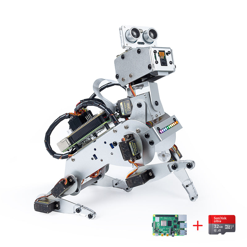SunFounder PiDog AI Robot Dog Kit for Raspberry Pi 4/3B+/3B/Zero 2W, ChatGPT-4o Enabled with Voice Command & Video Recognition - SunFounder