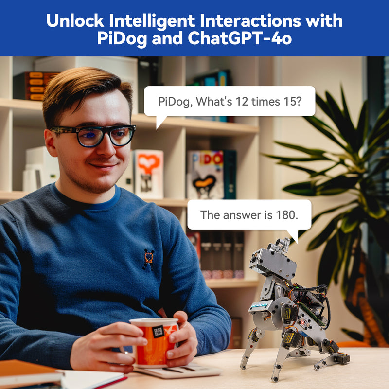 SunFounder PiDog AI Robot Dog Kit for Raspberry Pi 4/3B+/3B/Zero 2W, ChatGPT-4o Enabled with Voice Command & Video Recognition - SunFounder