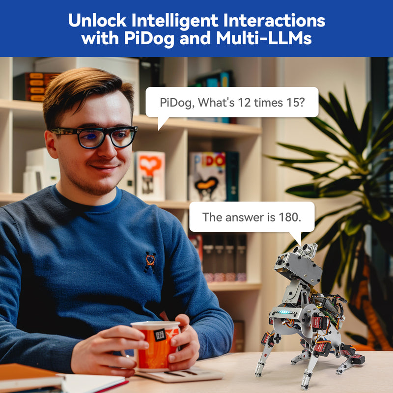 SunFounder PiDog AI Robot Dog Kit for Raspberry Pi 5/4/3B+/3B/Zero 2W, ChatGPT-4o Enabled with Voice Command & Video Recognition
