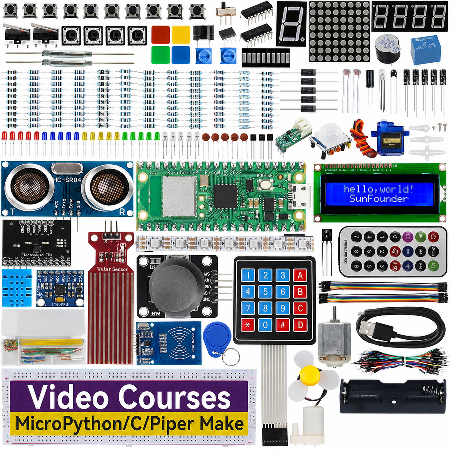 SunFounder Raspberry Pi Pico W Ultimate Starter Kit with Online