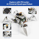 SunFounder PiCrawler AI Robot Kit for Raspberry Pi 5/4/3B+/Zero 2W, Openclaw LLMs ChatGPT/Gemini/Grok, Voice&Video Recognition, Python/Scratch, Mic, Camera (RPI NOT Included)