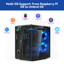 Pironman 5-MAX Dual NVMe M.2 SSD PCIe PC Case for Raspberry Pi 5 NAS RAID 0/1 Hailo-8l M.2 AI Accelerator PWM Tower Cooler+Dual RGB Fans, 0.96'' OLED Module, Safe Shutdown, Standard HDMI, RGB LED, RTC