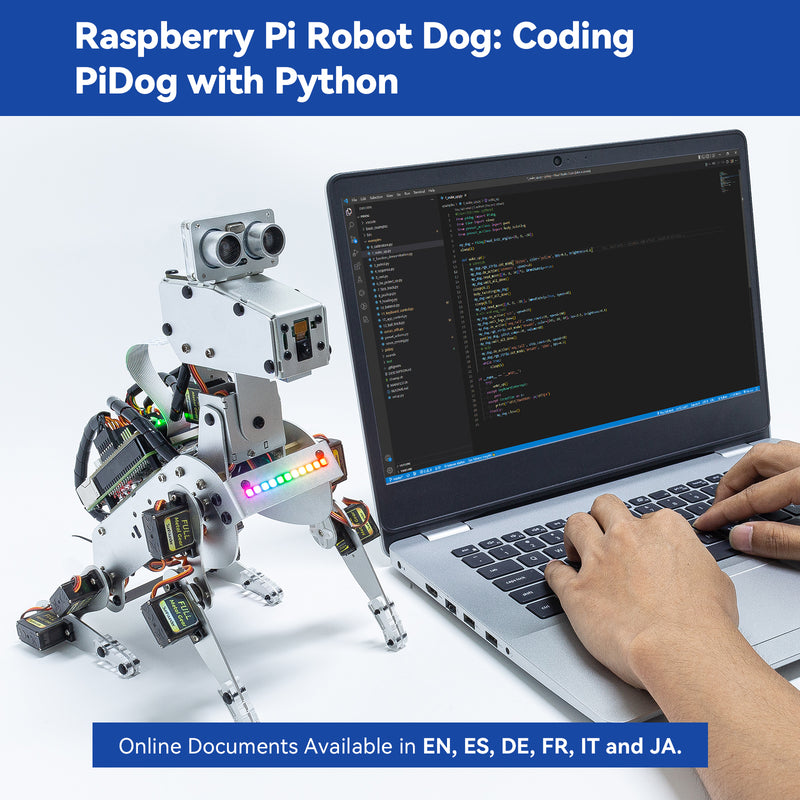 SunFounder PiDog AI Robot Dog Kit for Raspberry Pi 4/3B+/3B/Zero 2W, ChatGPT-4o Enabled with Voice Command & Video Recognition - SunFounder