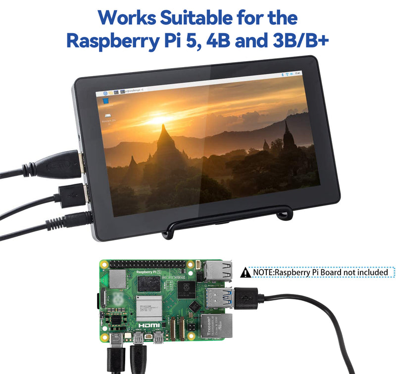 SunFounder 7'' Capacitive IPS LCD Touchscreen for Raspberry Pi with Bracket