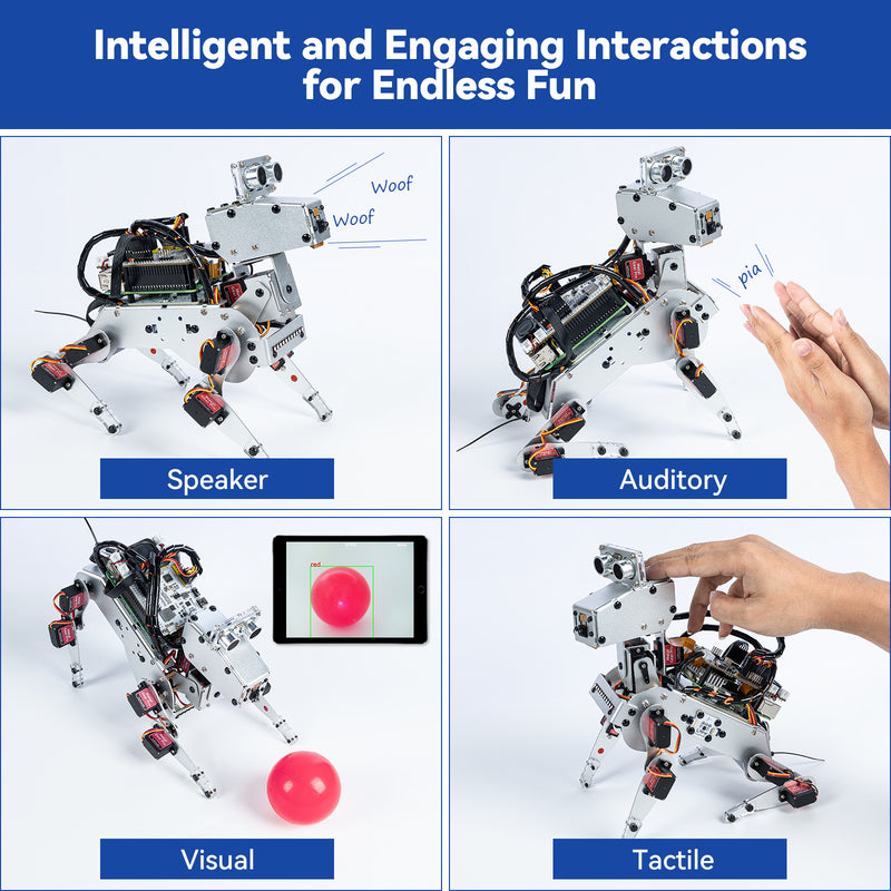 SunFounder PiDog AI Robot Dog Kit for Raspberry Pi 5/4/3B+/3B/Zero 2W, ChatGPT-4o Enabled with Voice Command & Video Recognition