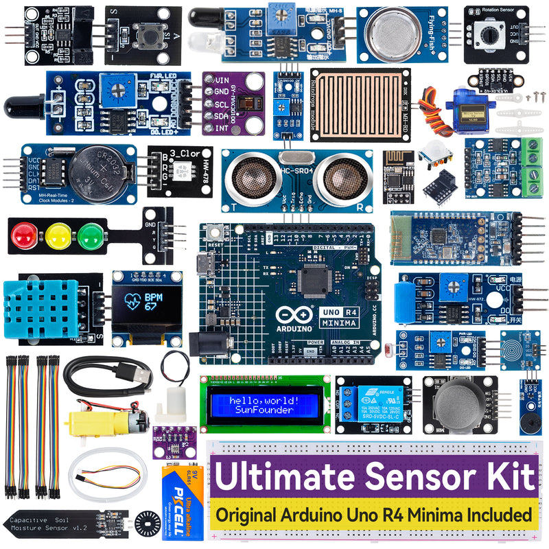 SunFounder Ultimate Sensor Kit with Original Arduino Uno R4 Minima