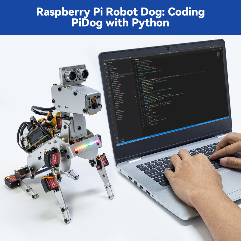 SunFounder PiDog AI Robot Dog Kit for Raspberry Pi 5/4/3B+/3B/Zero 2W, ChatGPT-4o Enabled with Voice Command & Video Recognition