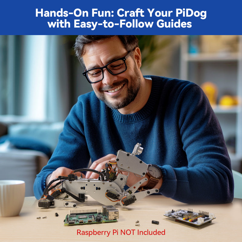 SunFounder PiDog AI Robot Dog Kit for Raspberry Pi 4/3B+/3B/Zero 2W, ChatGPT-4o Enabled with Voice Command & Video Recognition - SunFounder