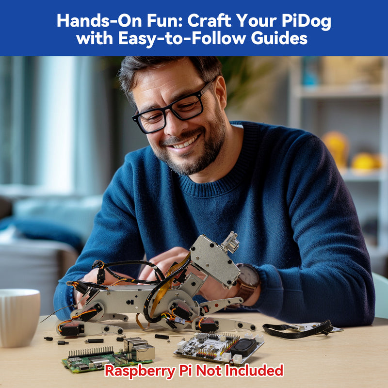 SunFounder PiDog AI Robot Dog Kit for Raspberry Pi 5/4/3B+/3B/Zero 2W, ChatGPT-4o Enabled with Voice Command & Video Recognition