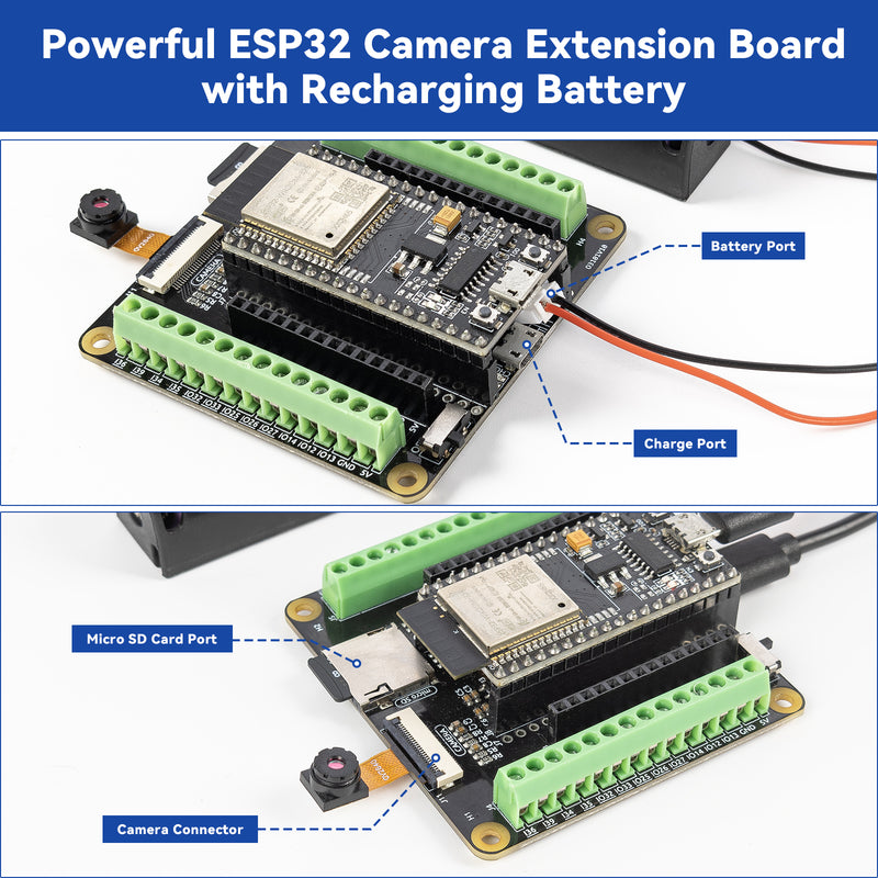 SunFounder ESP32 Ultimate Starter Kit with ESP32 Camera Extension Board & Battery