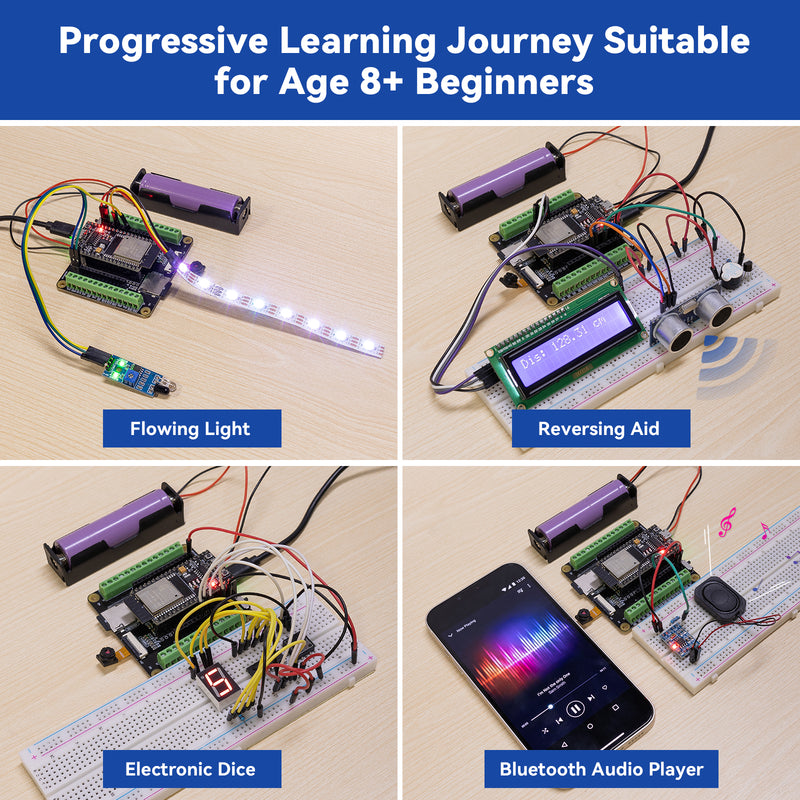 SunFounder ESP32 Ultimate Starter Kit with Battery & ESP32-WROOM-32E Board