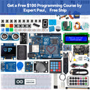 SunFounder Elite Explorer Kit with Original Arduino® UNO™ R4 WiFi, Powered by Arduino, RoHS Compliant, Bluetooth IoT ESP32 LCD1602 OLED, Super Starter Kit, Video Courses for Beginners & Engineers