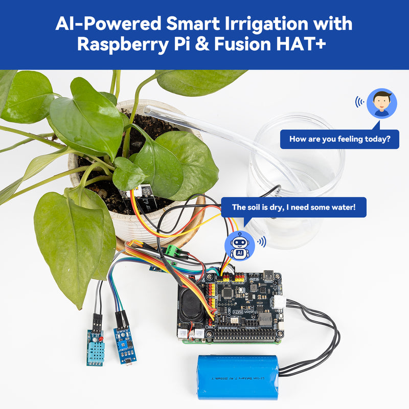 SunFounder Fusion HAT+ Expansion Board for Raspberry Pi 5/4/3B+/Zero 2W, Rechargeable Battery, 4 DC Motor Drivers, 12 PWM Servo, ADC, Speaker & Mic, Works with AI LLMs（ChatGPT 5/Gemini）