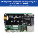 SunFounder PCIe to M.2 HAT M-Key NVMe SSD PIP PCIe 2/3 Board for Raspberry Pi 5 2/4/8/16 GB Support M.2 2230/2242/2260/2280 SSD, Heatsink Included, Compatible with 3.5/5/7/10 inch Touch Screen