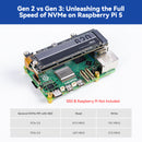 SunFounder PCIe to M.2 HAT M-Key NVMe SSD PIP PCIe 2/3 Board for Raspberry Pi 5 2/4/8/16 GB Support M.2 2230/2242/2260/2280 SSD, Heatsink Included, Compatible with 3.5/5/7/10 inch Touch Screen