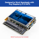 SunFounder PCIe to M.2 HAT M-Key NVMe SSD PIP PCIe 2/3 Board for Raspberry Pi 5 2/4/8/16 GB Support M.2 2230/2242/2260/2280 SSD, Heatsink Included, Compatible with 3.5/5/7/10 inch Touch Screen