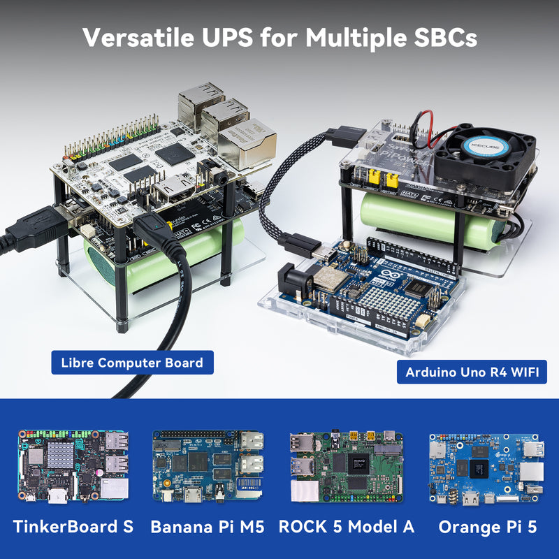 SunFounder Raspberry Pi 4 UPS Power Supply Compatible with Raspberry Pi 4B/3B+/3B/Zero 2 W/Arduino/ESP32/Pico W - SunFounder