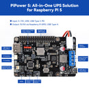 SunFounder PiPower 5 5V/5A UPS HAT Power Supply for Raspberry Pi 5/4B/3B+/Zero 2 W/Arduino/Pironman 5/Max/Mini, Rechargeable Battery, Safe Shutdown, Smart Dashboard - SunFounder