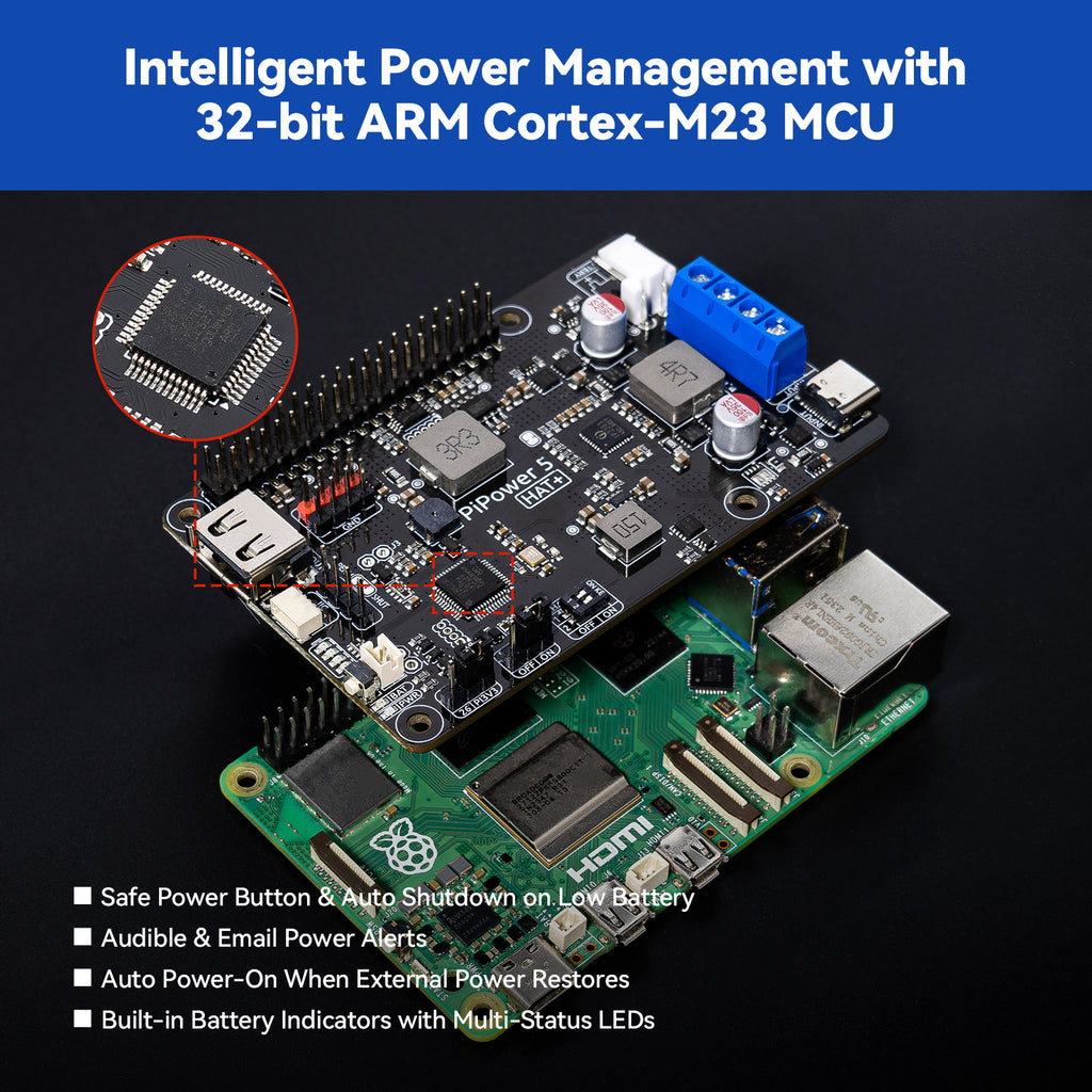 PiPower 5 Raspberry Pi 5/4B/3B+/Zero 2 W UPS HAT, 5V/5A Power Supply ...