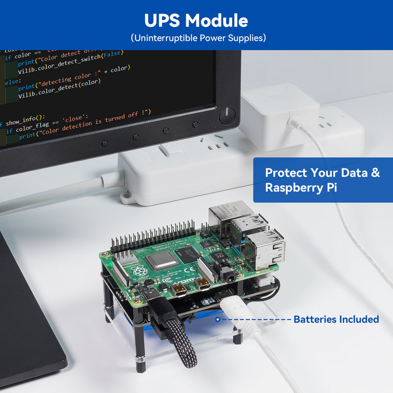 PiPower Raspberry Pi UPS Power Supply 5V/3A with Battery for Raspberry Pi 4B/3B+/3B/Zero 2 W/Zero W - SunFounder