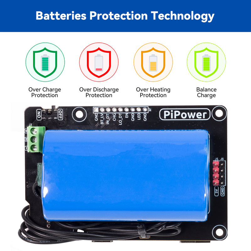 PiPower Raspberry Pi UPS Power Supply 5V/3A with Battery for Raspberry Pi 4B/3B+/3B/Zero 2 W/Zero W - SunFounder