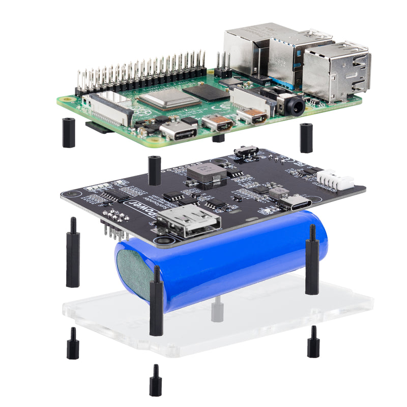 PiPower Raspberry Pi UPS Power Supply 5V/3A with Battery for Raspberry Pi 4B/3B+/3B/Zero 2 W/Zero W - SunFounder
