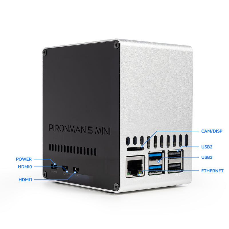 Pironman 5-Mini NVMe M.2 SSD PCIe Mini PC Case for Raspberry Pi 5 2/4/8/16GB Hailo-8L AI Accelerator with PWM Active Cooler+RGB Fan, Safe Shutdown, RGB Effect, Stylish Design（RPI5 Not Included）