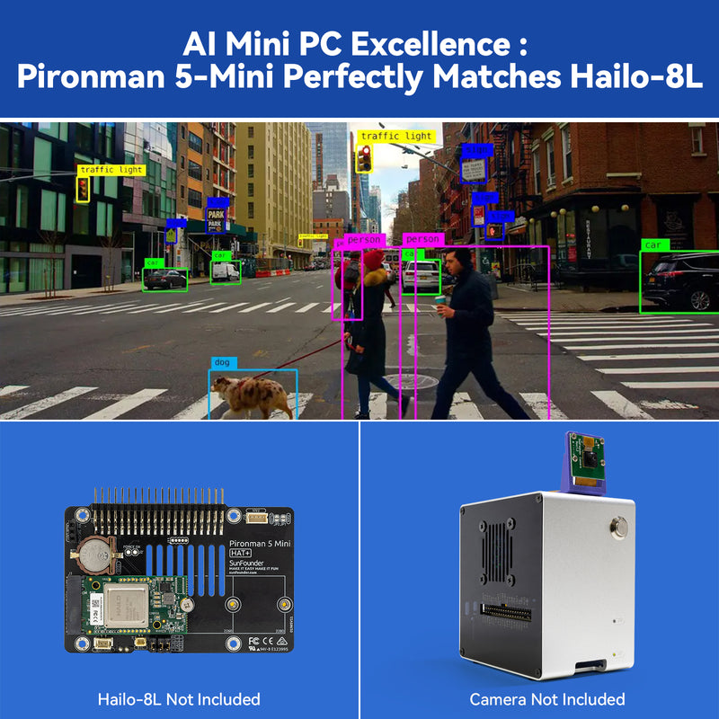 Pironman 5-Mini NVMe M.2 SSD PCIe Mini PC Case for Raspberry Pi 5 2/4/8/16GB Hailo-8L AI Accelerator with PWM Active Cooler+RGB Fan, Safe Shutdown, RGB Effect, Stylish Design（RPI5 Not Included）