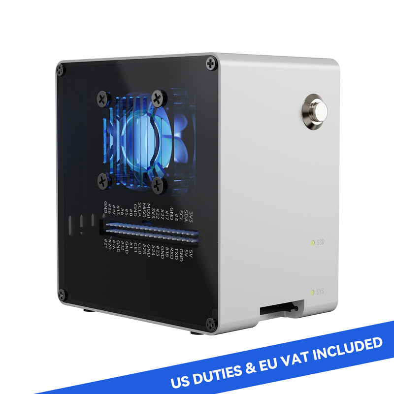 Pironman 5-Mini NVMe M.2 SSD PCIe Mini PC Case for Raspberry Pi 5 2/4/8/16GB Hailo-8L AI Accelerator with PWM Active Cooler+RGB Fan, Safe Shutdown, RGB Effect, Stylish Design（RPI5 Not Included）