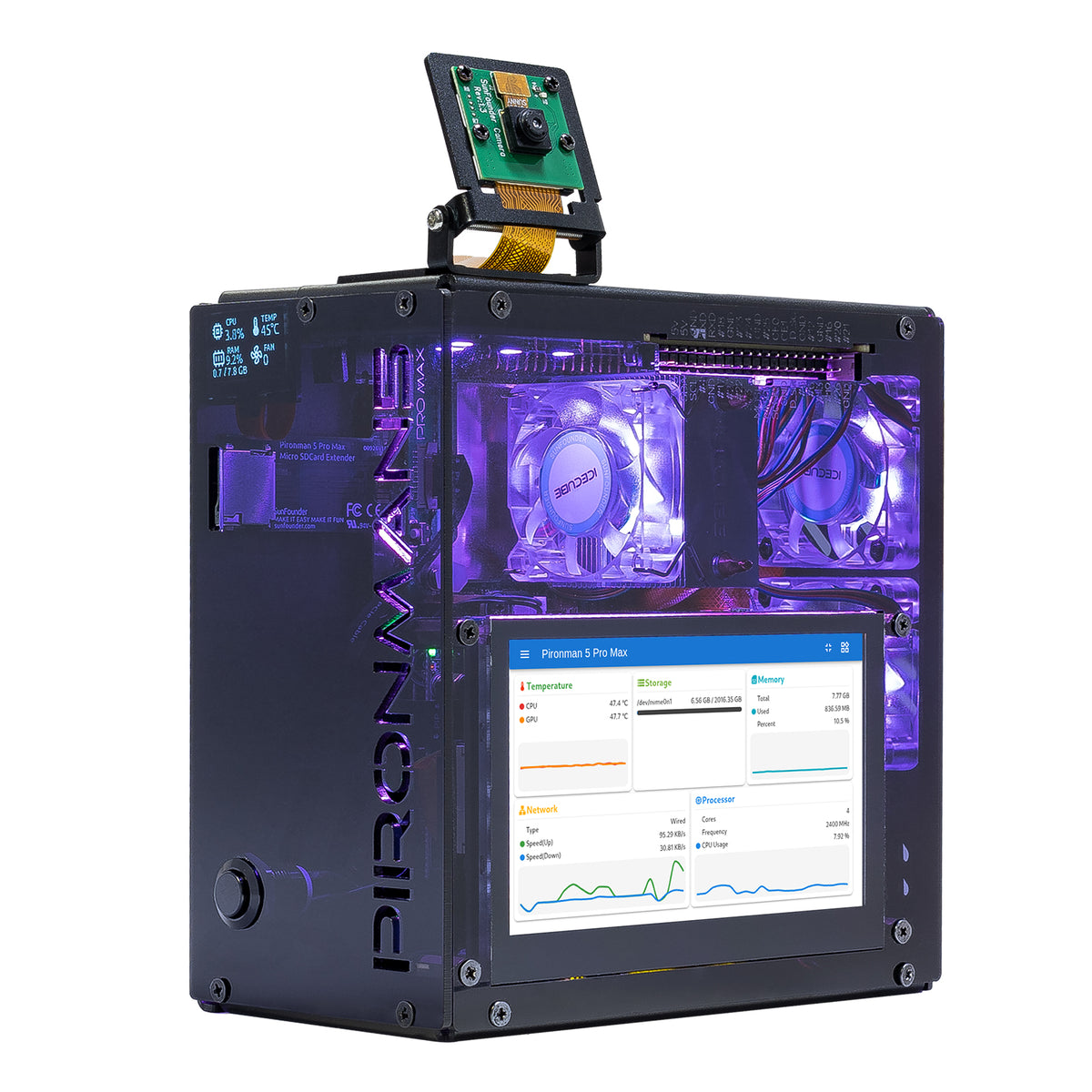 Pironman 5 Pro Max Mini PC Case with 4.3” Touch Screen for Raspberry P