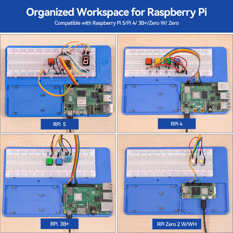 SunFounder RAB Holder for Arduino Uno R4 Minima/Wifi/Uno R3/Mega R3, Raspberry Pi 5 4B, Breadboard