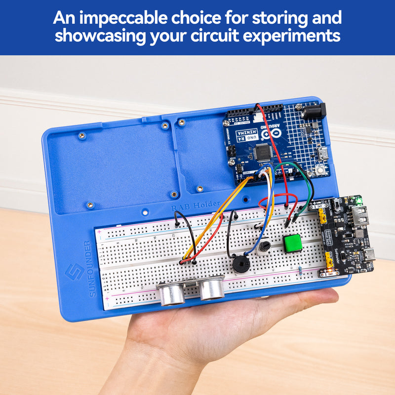 SunFounder RAB Holder for Arduino Uno R4 Minima/Wifi/Uno R3/Mega R3, Raspberry Pi 5 4B, Breadboard - SunFounder