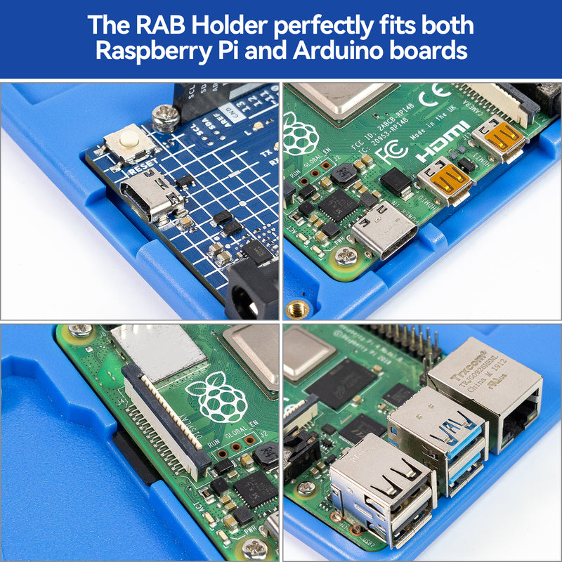 SunFounder RAB Holder for Arduino Uno R4 Minima/Wifi/Uno R3/Mega R3, Raspberry Pi 4B, Breadboard