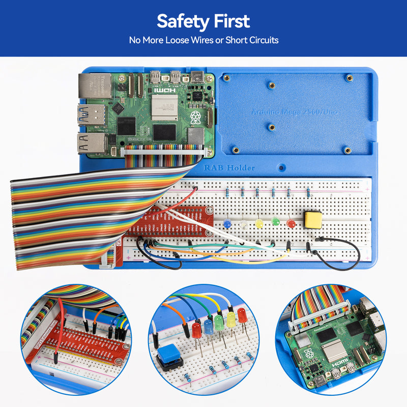 SunFounder RAB Holder Breadboard Kit for Raspberry Pi 5/4, Arduino Uno R4 Minima/Wifi/Uno R3/Mega R3 - SunFounder