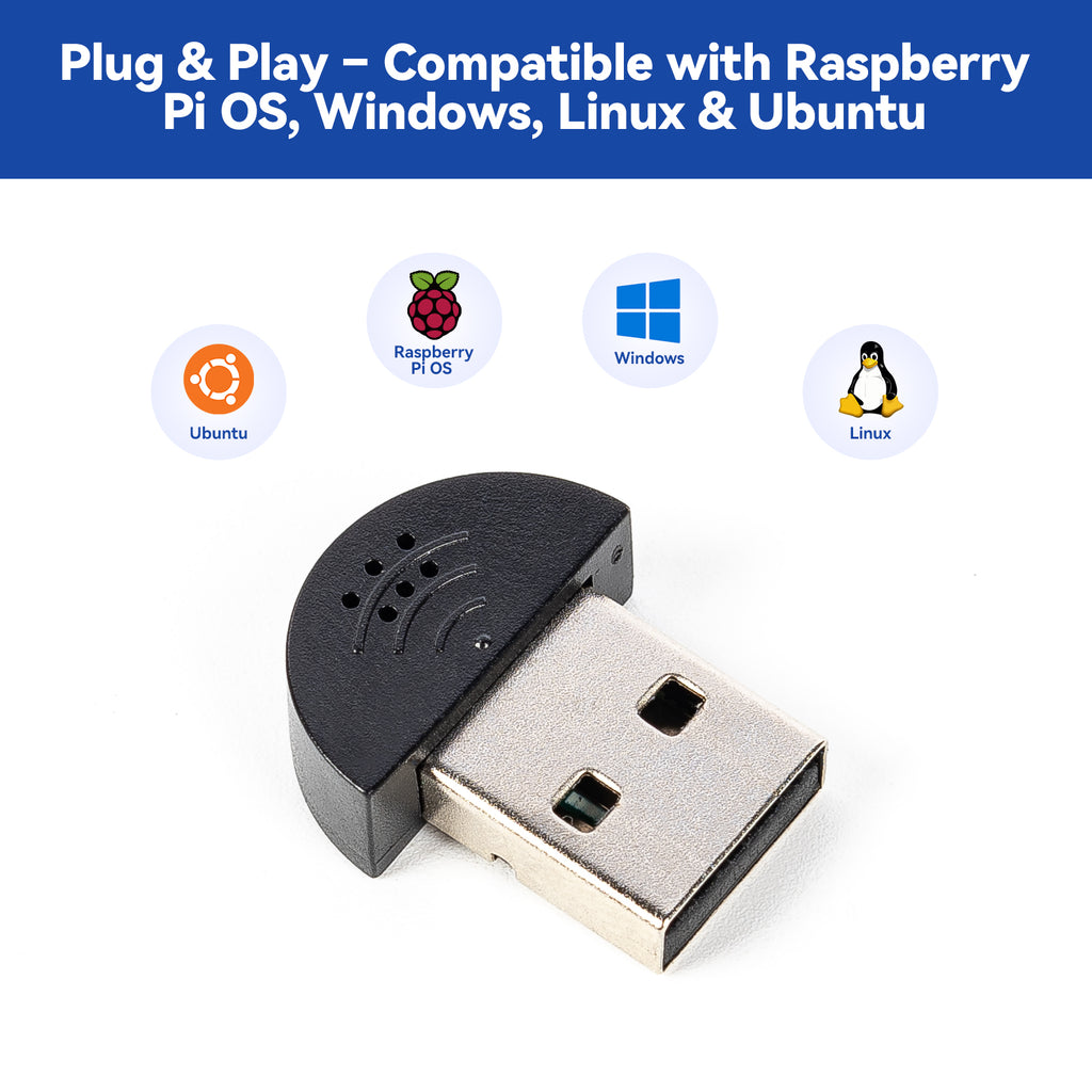 Tiny Raspberry Pi Microphone SunFounder USB 2.0 Mini Microphone for Raspberry Pi 5/4B/3B+/3B ...