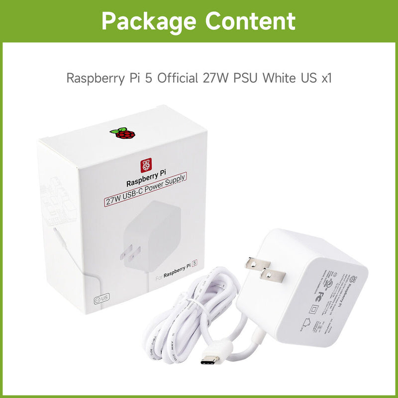 Raspberry Pi 5 Official 27W USB Type-C Power Supply - SunFounder