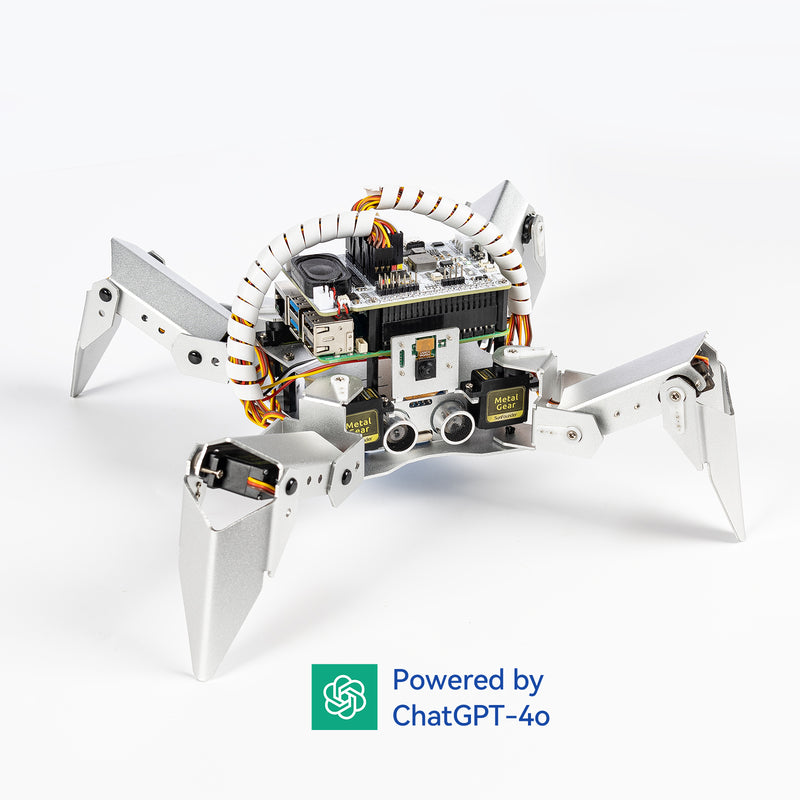 SunFounder PiCrawler AI Robot Kit for Raspberry Pi 5/4/3B+/3B/Zero 2W, ChatGPT-4o Enabled with Voice Command & Video Recognition, App Control, FPV, Camera, Python&Scratch(RPi NOT Included)
