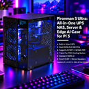 Pironman 5 Ultra Raspberry Pi 5 Case with UPS, Dual NVMe M.2 SSD PCIe, Mini PC NAS/Server, for Local LLM AI HAT+2 & Hailo-8/8L/10H, Triple PWM Fans, OLED, Speakers, Standard HDMI (RPI5 Not Included) - SunFounder