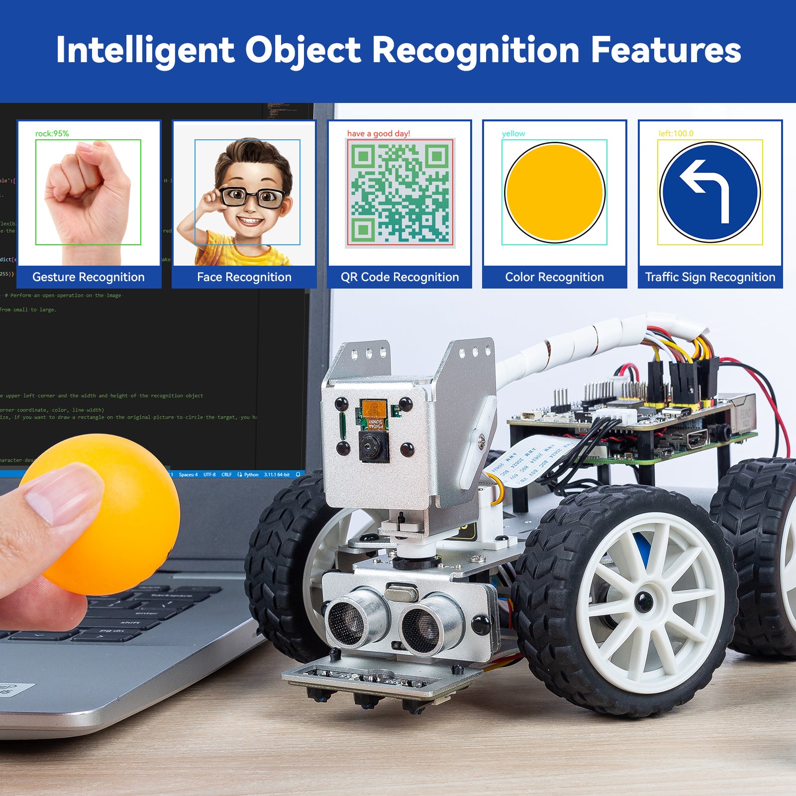 Picar X Camera Module SunFounder Picar-X AI Video Robot Car Kit for Raspberry Pi 5/4/3B+/3B ...