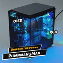 Pironman 5-MAX Dual NVMe M.2 SSD PCIe PC Case for Raspberry Pi 5 NAS RAID 0/1 Hailo-8l M.2 AI Accelerator PWM Tower Cooler+Dual RGB Fans, 0.96'' OLED Module, Safe Shutdown, Standard HDMI, RGB LED, RTC