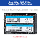 SunFounder Dual NVMe Raft for Raspberry Pi 5 PCIe Gen 2.0 to M.2 HAT Key-M SSD Hailo-8L AI Accelerator PIP M.2 2230/2242/2260/2280, NAS RAID 0/1, Manual (Not Compatible with the Pironman Series) - SunFounder