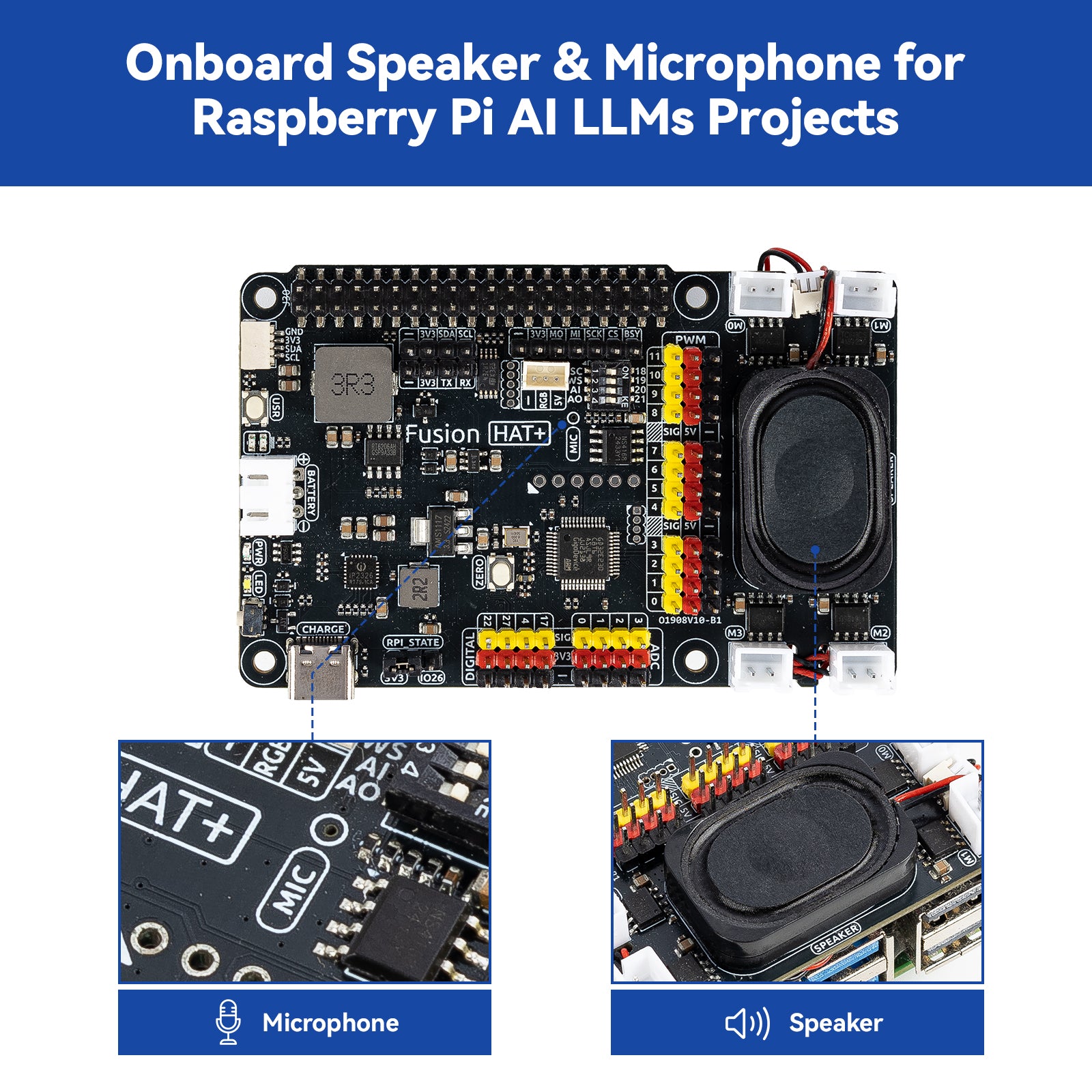 SunFounder Fusion HAT+ Expansion Board for Raspberry Pi 5/4/3B+/Zero 2W ...