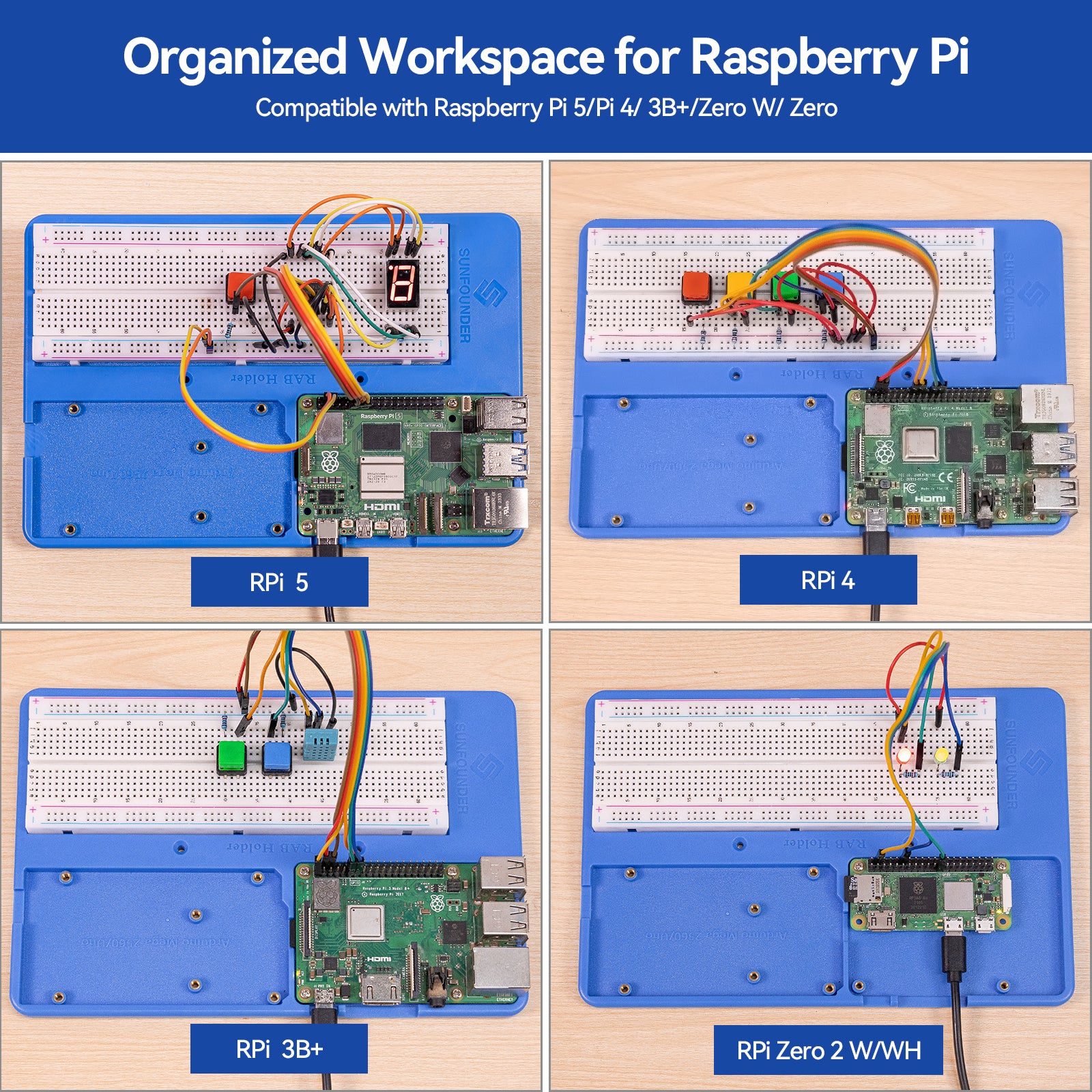 SunFounder RAB Holder Breadboard Kit for Raspberry Pi 5/4, Arduino Uno ...