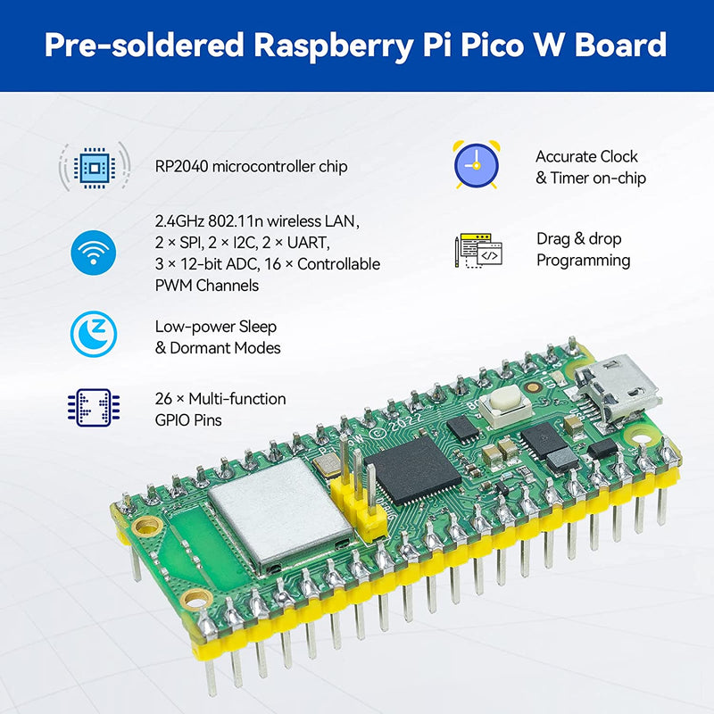 SunFounder Raspberry Pi Pico W Ultimate Starter Kit with Online