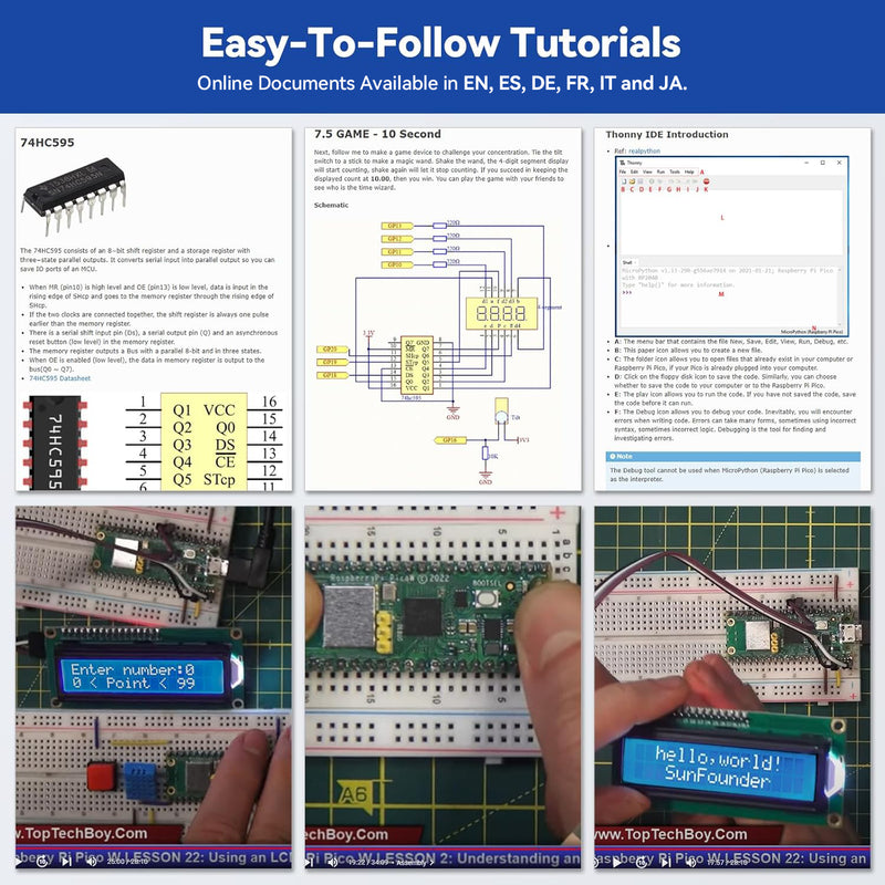 SunFounder Raspberry Pi Pico W Ultimate Starter Kit with Online Tutori